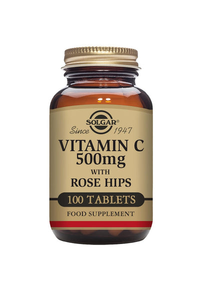 Solgar Vitamin C 500 mg with Rose Hips, 100 Tablets - Antioxidant & Immune Support - Overall Health - Supports Healthy Skin & Joints - Non GMO, Vegan, Gluten Free, Dairy Free, Kosher - 100 Servings