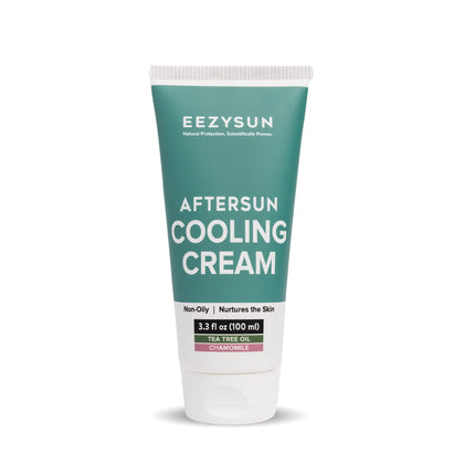 EEZYSUN AfterSun Cooling Cream - Infused with Aloe Vera, Tea Tree Oil, & Chamomile | Perfect Non-Greasy Lotion for Sunburn Relief | Soothes and Repairs Damaged Skin | Dermatologically Tested (3.3 FL OZ)