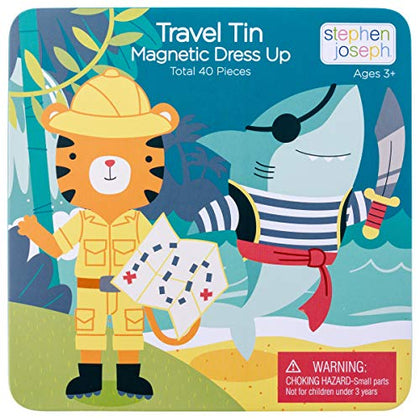STEPHEN JOSEPH, Travel Tin Magnetic Dress Up, Shark and Tiger