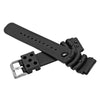 Narako Black Silicone Rubber Curved Line Watch Band 20mm 22mm 24mm Fit for Seiko Watches Extra Long Replacement Divers Model Sport Watch Strap for Men and Women (18mm)