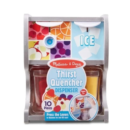 Melissa & Doug Wooden Thirst Quencher Drink Dispenser With Cups, Juice Inserts, Ice Cubes - Pretend Play Soda Fountain, Food Sets For Kids Kitchen,Ages 3+ - FSC-Certified Materials