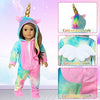 BDDOLL 18 Inch Doll Clothes-Rainbow Unicorn Doll Costume Onesie Pajama with Hair Bows Little Angel Wings Fits 18 Inch Girl Doll Accessories