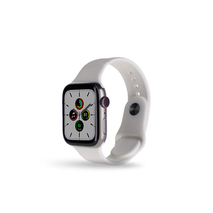 Apple Watch Series 7 (GPS + Cellular, 45MM) Titanium Silver with White Sport Band (Renewed)