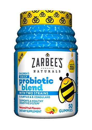 Zarbee's Kid's Daily Probiotic Blend Gummies with 2 Strains for Digestive Support; Easy To Chew; Gluten-Free & Drug-Free; Ages 2+; Natural Fruit Flavors; 50 Count