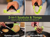 Clever Tongs 2 in 1 Kitchen Spatula & Tongs Non-Stick, Heat Resistant, Stainless Steel Frame, Silicone & Dishwasher Safe, As Seen on TV, 4 Pack (Includes 2 Large & 2 Small), Green