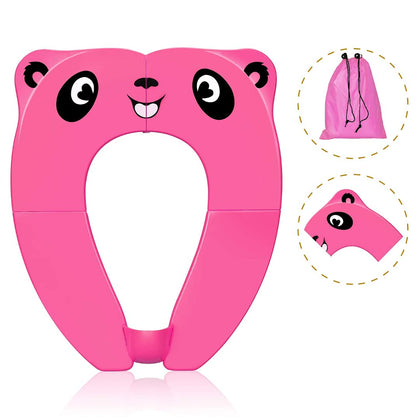Travel Portable Potty Seat for Kids Non-Slip Foldable Toilet Seat Cover Toddlers Pad with Carry Bag & Splash Guard (Pink)