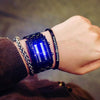 FANMIS Creative Binary Matrix Blue LED Digital Waterproof Watch Mens Classic Creative Fashion Black Plated Wrist Watches (Black)