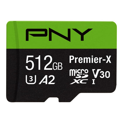 PNY P-SDU512V32100PX-GE 512GB Premier-X Class 10 U3 V30 microSDXC Flash Memory Card, Black