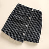 Kupretty Toddler Baby Girl Fall Winter Clothes Turtleneck Solid Knit Pullover Tops Plaid Button A-Line Skirts Set Outfits (Black Plaid Skirt Set, 2-3T)