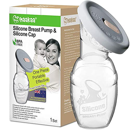 haakaa Manual Breast Pump Breastfeeding Pump with Food Silicone Cap 4oz/100ml