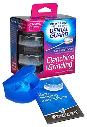 SMARTGUARD ELITE (2 Guards 1 Travel case) Front tooth Custom Anti Teeth Grinding Night Guard for Clenching - Dentist Designed - Bruxing Splint Mouth Protector For Relief of Symptoms