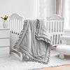 3 Pieces Crib Bedding Set Baby Ruffle Quilted Comforter with Fitted Sheet and Pillow - Cute Ruffled Shabby Chic Bedding Soft Blanket Design Gray