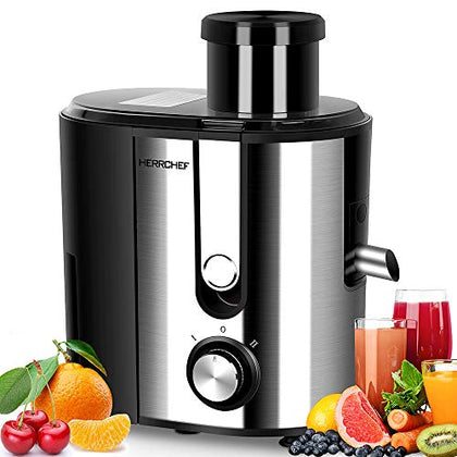 HERRCHEF Juicer, 600W Juicer Machines with 3'' Wide Mouth for Vegetable and Fruit, Stainless Steel Centrifugal Juice Extractor Easy to Clean, BPA-Free, Anti-drip