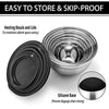 P&P CHEF Black Mixing Bowl with Lid Set of 6, Stainless Steel Nested Mixing Bowls for Kitchen Mixing, Stirring & Food Preparation, Size 0.7, 1, 1.5, 2, 2.6, 4.6 Qt, Tight-fitting Lid & Non-Slip Base