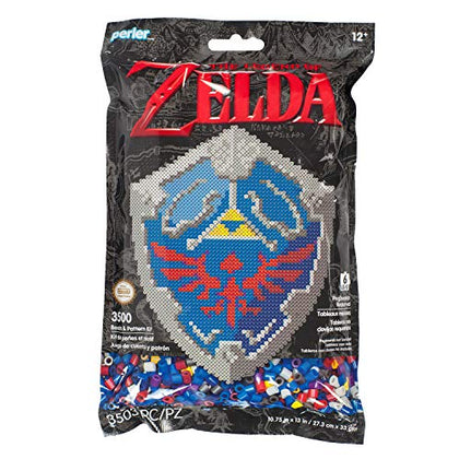 Perler Nintendo's The Legend of Zelda Hylian Shield Pattern and Fuse Bead Kit, 10.75'' x 13'', 3503pc