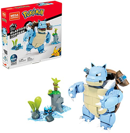MEGA Pokémon Blastoise building set with 284 compatible bricks and pieces and Poké Ball, toy gift set for ages 10 and up