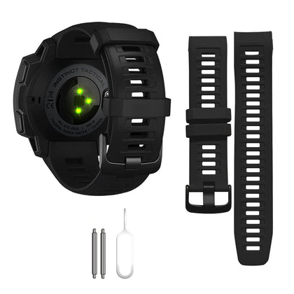 Threeeggs Compatible for Garmin Instinct Bands, Soft Silicone Band Replacement Watch Strap Compatible with Garmin Instinct 2 / Solar/Tactical/Instinct Esports (Black)