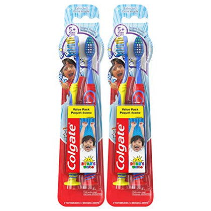 Colgate Kids Toothbrush with Extra Soft Bristles, Ryan's World - (For Ages 5+), (Pack of 4)