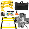 HOTOOLME Speed Agility Training Equipment Set - Includes Agility Ladder, Running Parachute, 8 Resistance Bands,20 Cones, 4 Hurdles, Jump Rope for Training Football, Soccer, Basketball Athletes & Kids
