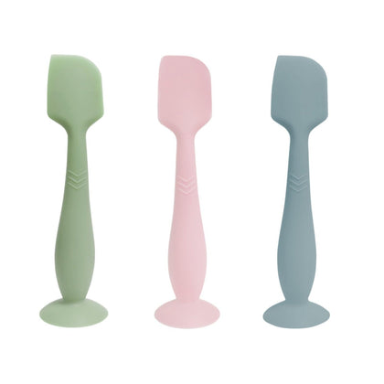 3 Pack Baby Diaper Cream Spatula Applicator, Soft Silicone Butt paste Spatula Diaper Cream Brush with Suction Cup Base (Cyan, Pink, Green)