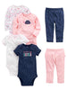 Simple Joys by Carter's Baby Girls' 6-Piece Bodysuits (Short and Long Sleeve) and Pants Set, Multicolor/Dots/Floral/Hearts/Turtle, 3-6 Months
