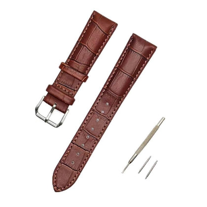 HJUNFSENZ Quick release durable leather watch band top soft crocodile grain replacement watch band 20mm22mm for men and women (22mm, Brown)