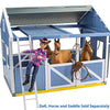 Breyer Horses Freedom Series Deluxe Country Stable & Wash Stall with Freedom Series Horse | 6 Piece Barn Playset Toy | 1:12 Scale Figurine | Model #61149 , Blue