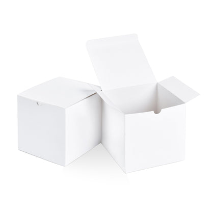 SHIPKEY 10 Pack White Cardboard Gift Boxes with lids |4x4x4inch Square Boxes | Small Gift Boxes Suitable for Party, Wedding, Christmas, Holidays, Birthdays and All Other Occasions