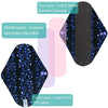 Leekalos Reusable Menstrual Pads - Bamboo Menstrual Cloth Pads | Light Incontinence Pads | Reusable Sanitary Pads - Pack of 6, 1 Cloth Mini Wet Bag (Small, Black Flower)