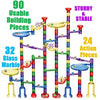 Gifts2U Marble Run Sets Kids, 122 PCS Marble Race Track Game 90 Translucent Marbulous Pieces + 32 Glass Marbles, STEM Marble Maze Building Blocks Kids 4+ Year Old