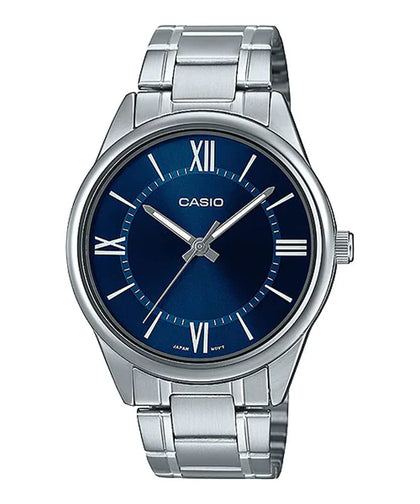 Casio MTP-V005D-2B5 Men's Standard Stainless Steel Blue Roman Dial Analog Watch