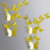 Somotersea 24PCS 3D Butterfly Wall Decal Removable Stickers Decor for Kids Room Decoration Home and Bedroom Mural Yellow