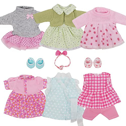 JING SHOW BUSSINESS Baby Doll Clothes ,6 Sets Girl Doll Clothes Dress for 10-12 Inch Doll, Doll Outfits Accessories for Baby Doll Girl