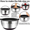 Umite Chef Mixing Bowls with Airtight Lids?6 piece Stainless Steel Metal Nesting Storage Bowls, Non-Slip Bottoms Size 7, 3.5, 2.5, 2.0,1.5, 1QT, Great for Mixing & Serving(Black)