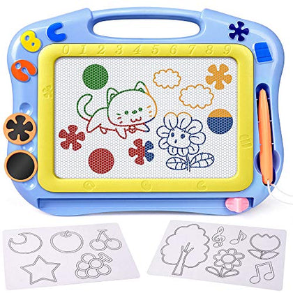FLY2SKY Magnetic Drawing Board Magna Drawing Doodle Board Travel Size Toddler Toys for 1-2 Year Old Sketch Writing Colorful Erasable Sketching Pad Birthday Gifts Boys Kids Educational Learning Toy