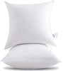HITO 18x18 Pillow Inserts (Set of 2, White)- 100% Cotton Covering Soft Filling Polyester Throw Pillows for Couch Bed Sofa