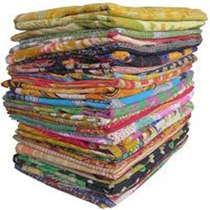 5 Pieces Mix Lot Whole Sale Tribal Kantha Quilts Vintage Cotton Bed Cover Throw Old Assorted Patches Made Rally