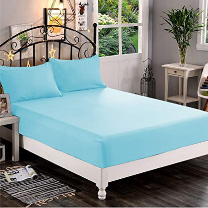 Elegant Comfort 1500 Premium Hotel Quality 1-Piece Fitted Sheet, Softest Quality Microfiber - Deep Pocket up to 16 inch, Wrinkle and Fade Resistant, Twin/Twin XL, Aqua Blue