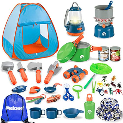 Meland Kids Camping Set with Tent 42pcs - Camping Gear Toy with Pretend Play Tent Outdoor Toy for Toddlers Birthday Gift