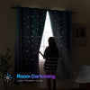 Reepow Kids Room Curtains with Hollow-Out Star and Tulle Overlay, Blue Purple Ombre Blackout Curtains for Boys Girls Bedroom - 52