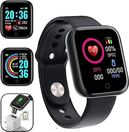 Smart Watch, Sport Waterproof Smartwatch, Fitness Tracker with Heart Rate Blood Pressure, Sleep Monitor,Message Call Reminder Smart Watch for Men Women Kids, Compatible for iPhone/Android