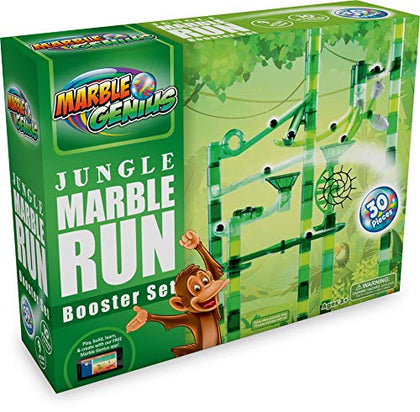 Marble Genius Marble Run Booster Set - 30 Pieces Total (10 Action Pieces Included), Construction Building Blocks Toys for Ages 3 and Above, with Instruction App Access, Add-On Set, Jungle