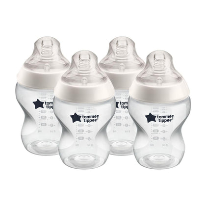 Tommee Tippee Closer To Nature Baby Bottles Slow Flow Breast-Like Nipple With Anti-Colic Valve (9oz, 4 Count)