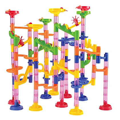 JOYIN Marble Run Premium Set?196 Pcs- Construction Building Blocks Toys, STEM Educational Toy, Building Block Toy(156 Translucent Plastic Pieces+ 40 Glass Marbles)