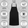 GREEN LIFESTYLE 12 Pack Bib Apron - Unisex Black Aprons, Machine Washable Aprons for Men and Women, Kitchen Cooking BBQ Aprons Bulk (Pack of 12, No Pockets, Black)