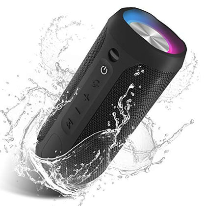 EDUPLINK Waterproof Portable Bluetooth Speaker - 20W Louder Wireless Speaker with 20 Hours Playtime, TWS Pairing, RGB Lights and TF Slot - Perfect for Beach and Pool (Black)