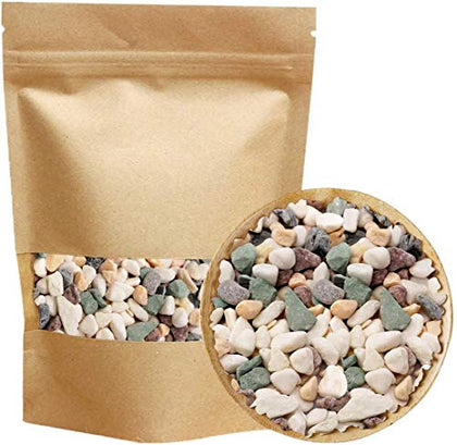 Natural Decorative Pebbles Rocks Polished Tterrarium Gravel White Stones with Red, Green, and Yellow Pastel Accents Mixed Color Aquarium Stones Garden Accessories Top Dressing for Bonsai Potted 2.2lbs