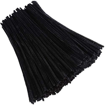 Caydo 400 Pieces Black Pipe Cleaners Craft Chenille Stems for Kids DIY Art and Craft Projects Decorations, 6mm x 12inch