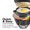 Hamilton Beach Breakfast Sandwich Maker with Egg Cooker Ring, Customize Ingredients, Perfect for English Muffins, Croissants, Mini Waffles, Perfect White Elephant Gifts, Black (25477)