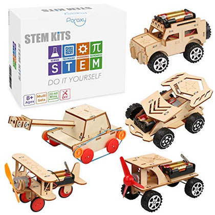 5 in 1 STEM Kits, STEM Projects for Kids Ages 8-12, Wooden Model Car Kits, Gifts for Boys 8-10, 3D Puzzles, Science Educational Crafts Building Kit, Toys for 8 9 10 11 12 13 Year Old Boys and Girls